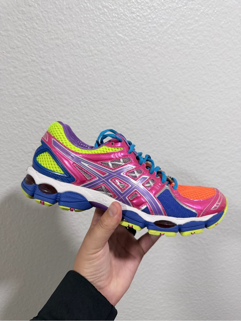 Asics Women's nimbus 14- Pink, Blue, Orange, Neon Yellow